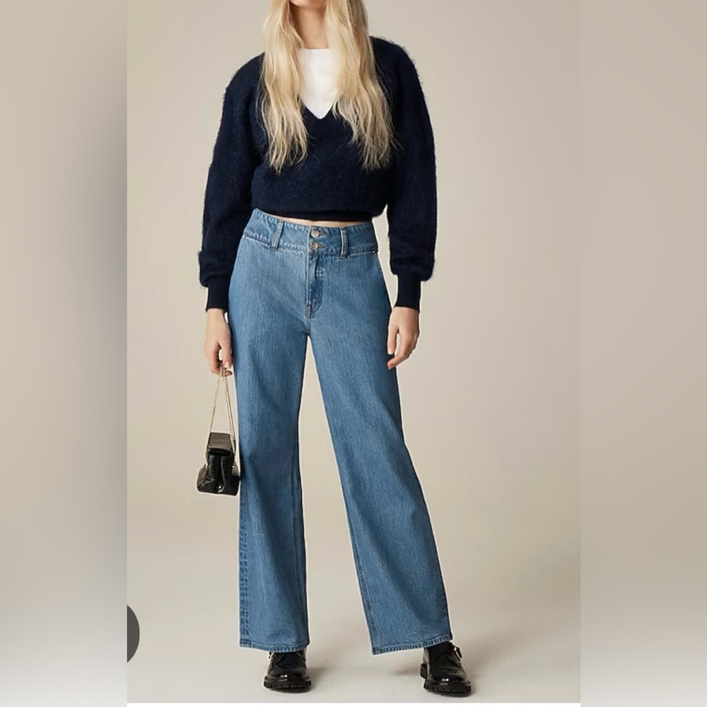 J. Crew Wide Leg Jeans Double Button Trouser, Short / Petite - NWOT Size 28/29